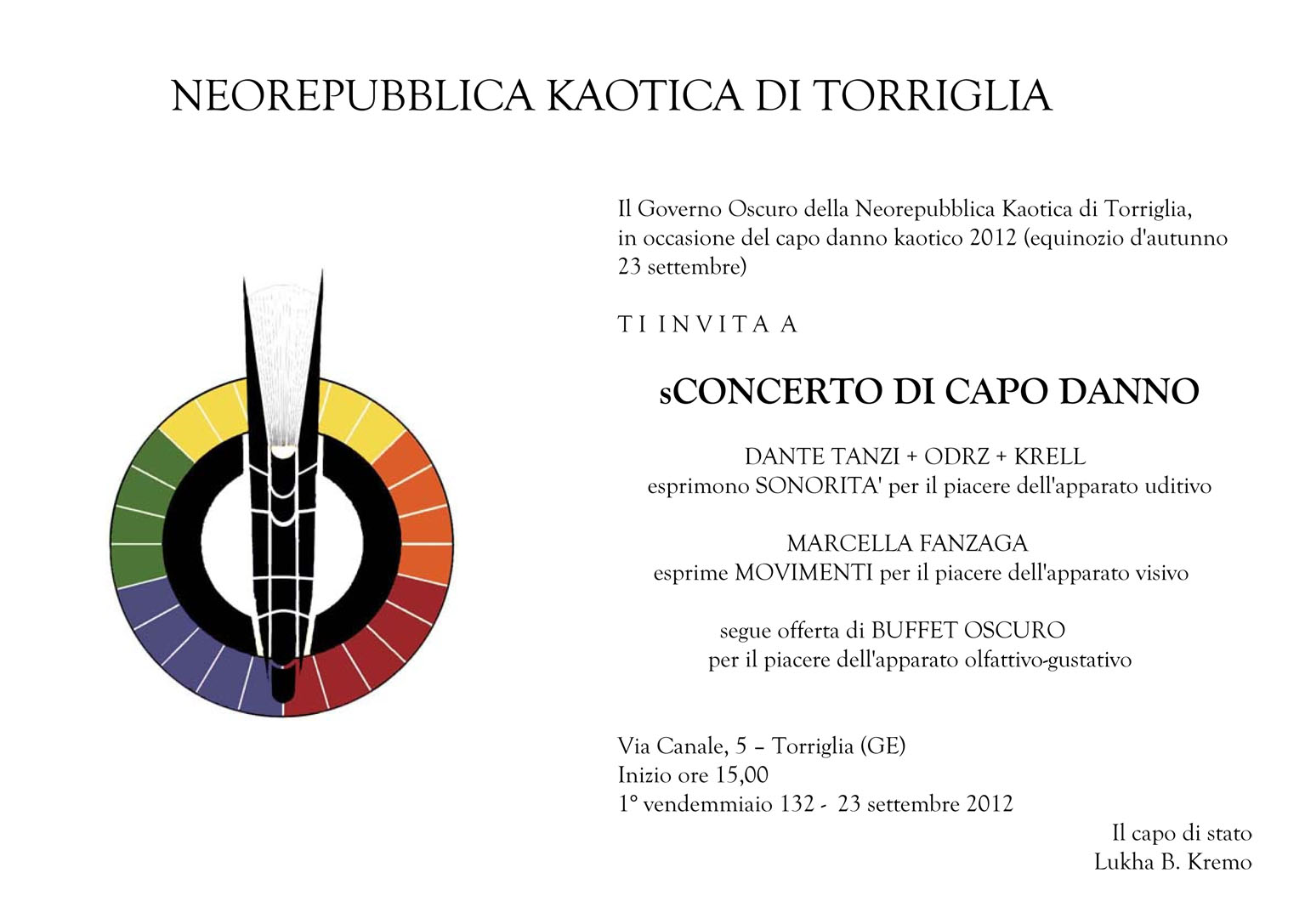 Invito dello sConcerto di Capo Danno 132 della neorepubblica di Torriglia